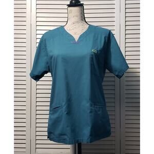 Iguana Med Scrub Top Women’s Medium Teal Short Sleeve Pullover With Pockets